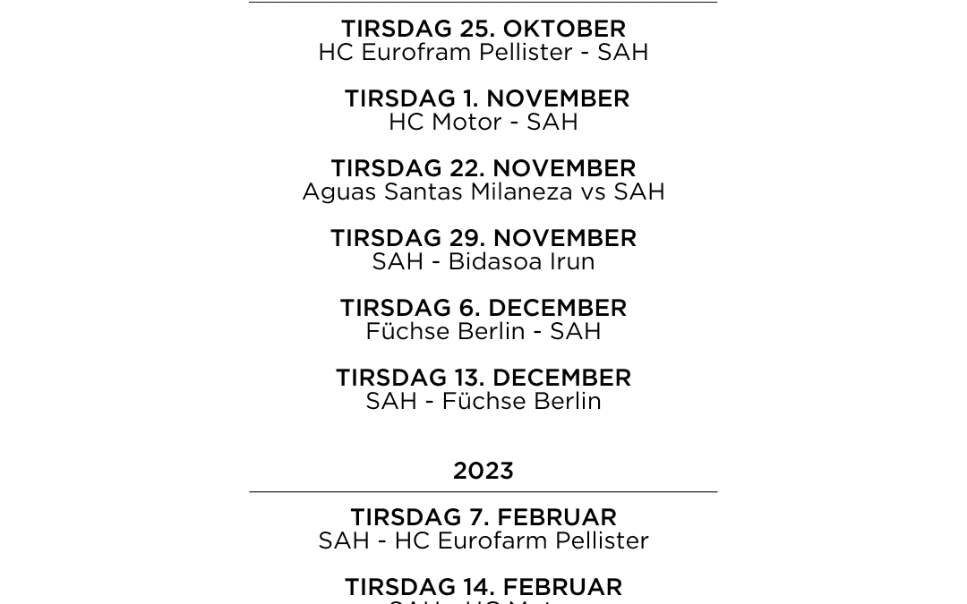 EUROPEAN LEAGUE – PROGRAM OG PRAKTIK