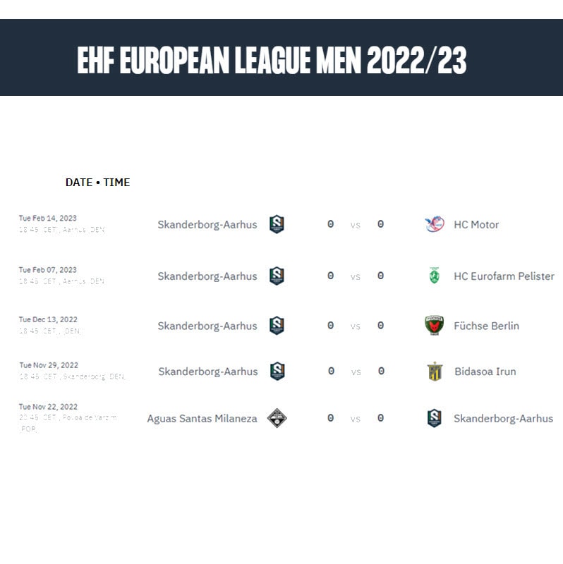 EHF European League kampprogram